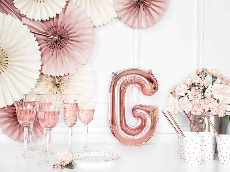 Balão Foil Letra ''G'', 35cm, ouro rosa