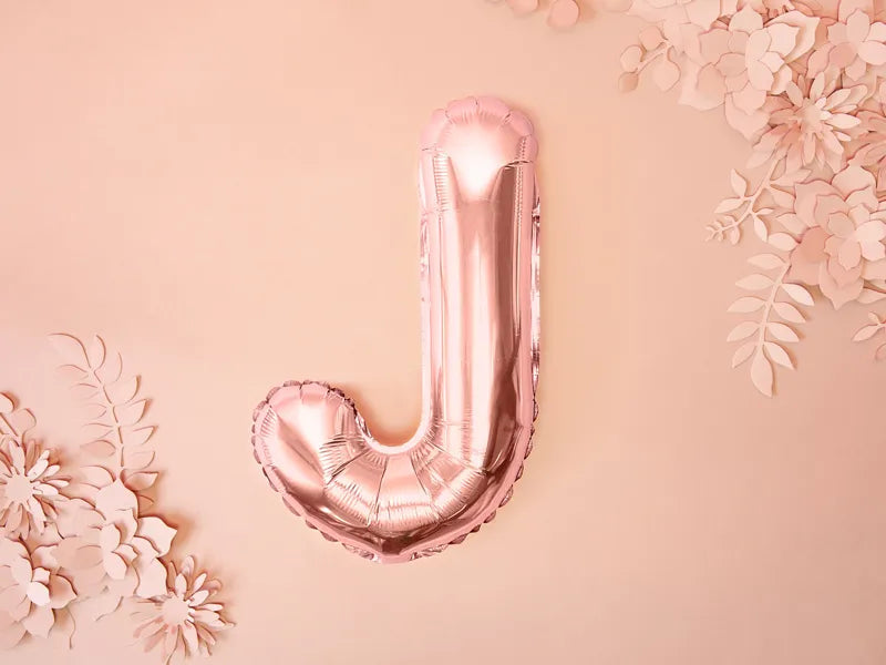 Foil Balloon Letter ''J'', 35cm, rose gold Partydeco