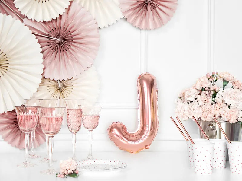 Foil Balloon Letter ''J'', 35cm, rose gold Partydeco