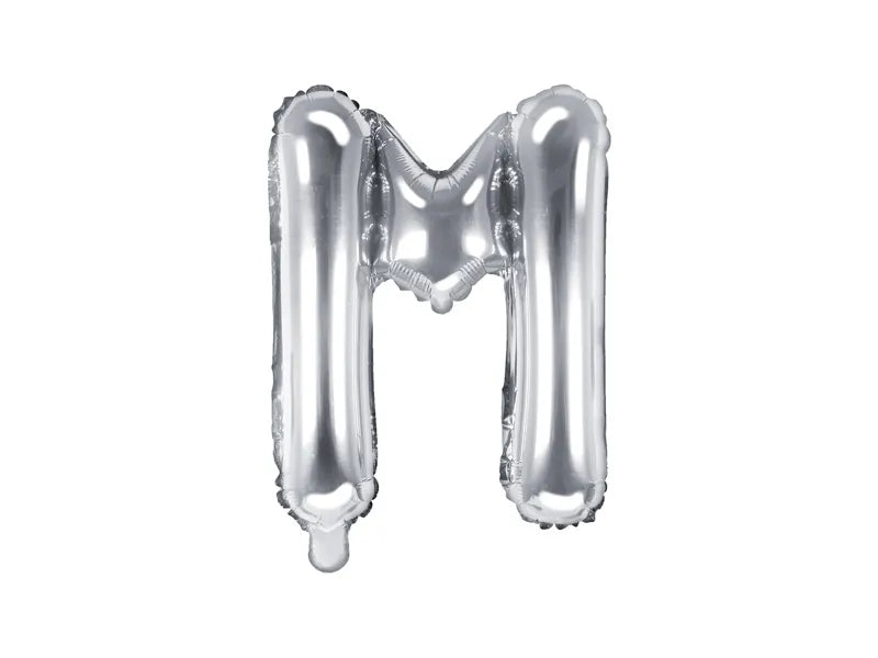 Foil Balloon Letter ''M'', 35cm, silver Partydeco