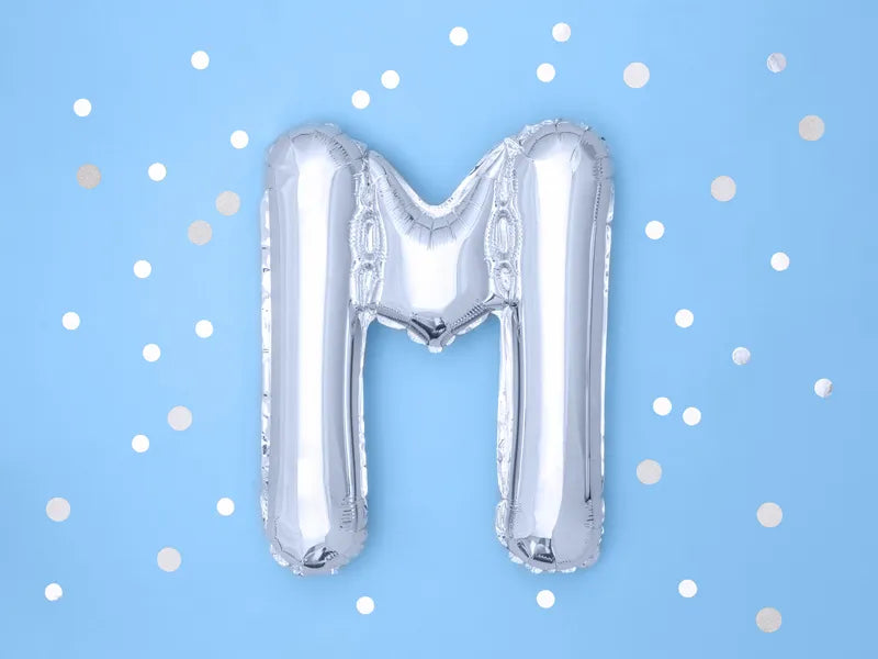 Foil Balloon Letter ''M'', 35cm, silver Partydeco