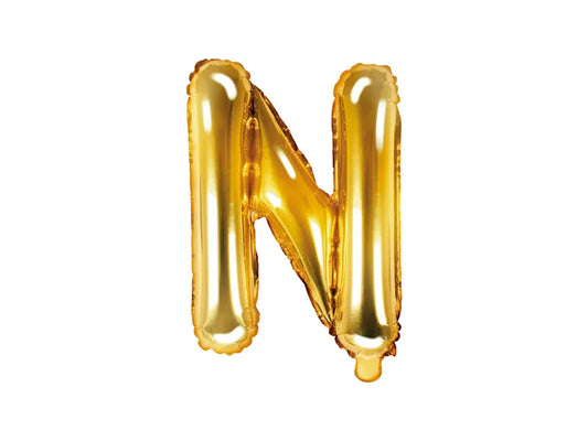 Globo de aluminio con la letra "N", 35 cm, dorado