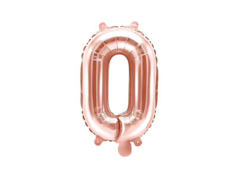 Foil Balloon Letter ''O'', 35cm, rose gold Partydeco
