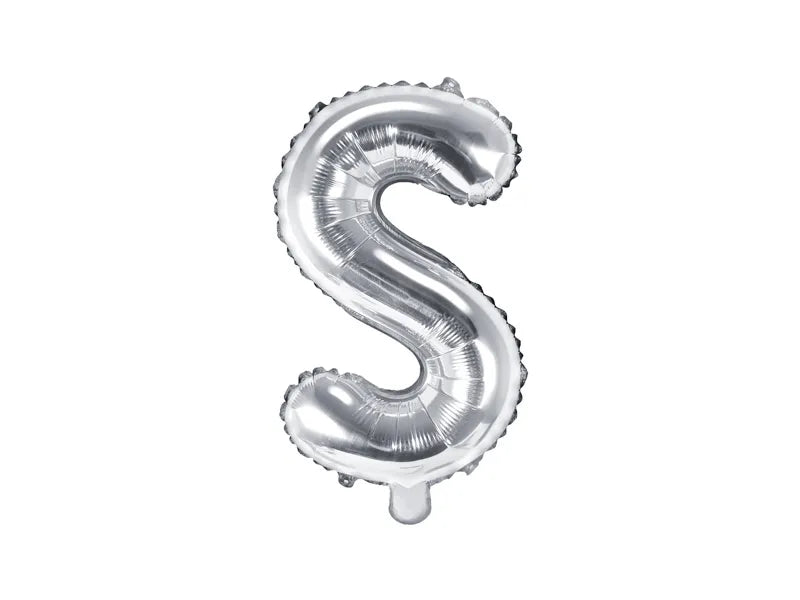Foil Balloon Letter ''S'', 35cm, silver Partydeco