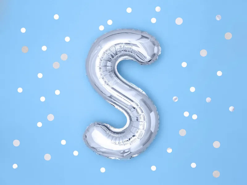 Foil Balloon Letter ''S'', 35cm, silver Partydeco