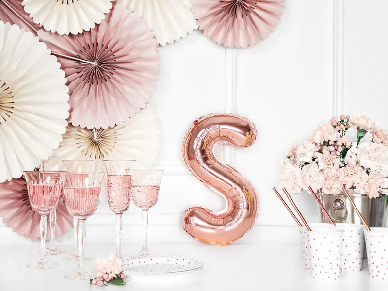 Foil Balloon Letter ''S'', 35cm, rose gold