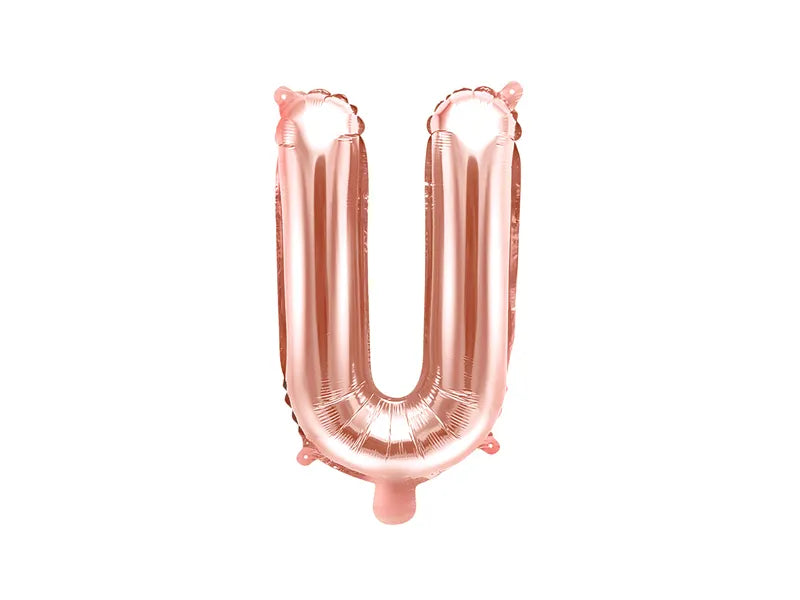 Foil Balloon Letter ''U'', 35cm, rose gold Partydeco