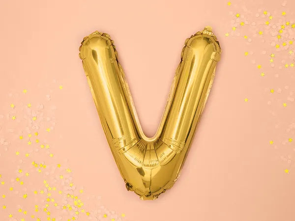 Foil Balloon Letter ''V'', 35cm, gold Partydeco