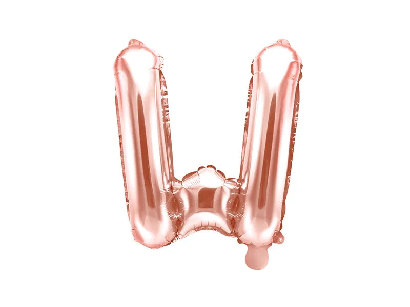 Foil Balloon Letter ''W'', 35cm, rose gold Partydeco