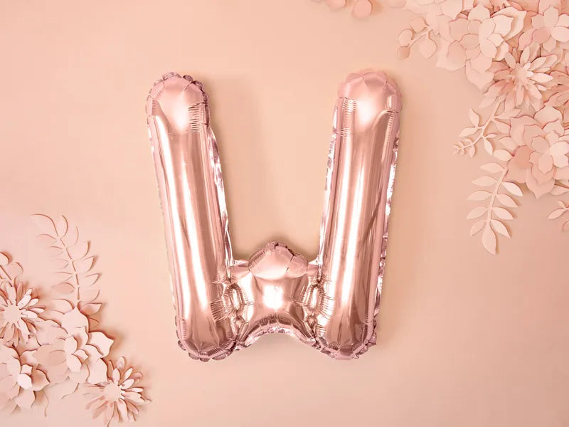 Foil Balloon Letter ''W'', 35cm, rose gold Partydeco