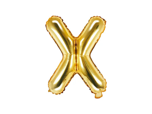 Globo de aluminio con la letra "X", 35 cm, dorado