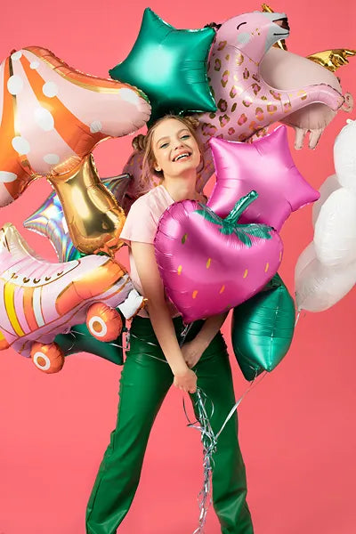 Globo de aluminio con forma de estrella, color rosa satinado, 17"/42 cm