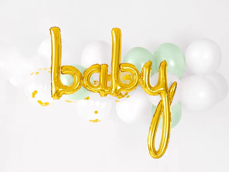 Foil Balloons Letters Baby, Gold, 74 x 76 cm Partydeco