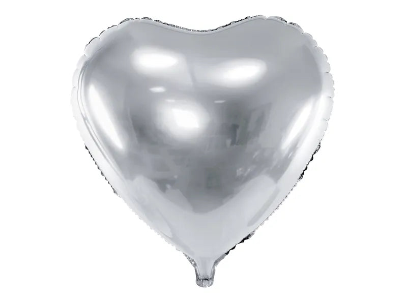 Foil Balloon Heart, Silver, 18" / 45 cm Partydeco