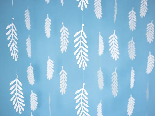 Guirnalda de papel con forma de ramas, color blanco, 1,8 m
