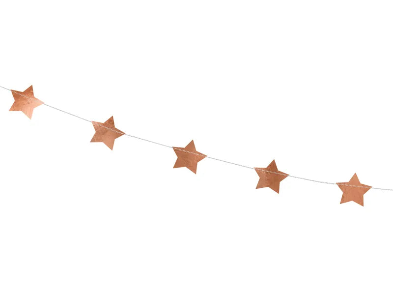 Guirnalda de papel con estrellas, oro rosa, 3,6 m