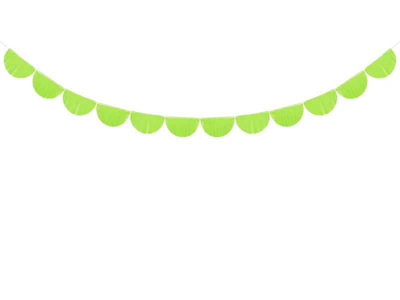 Scalloped fringe garland, green apple, 3 m