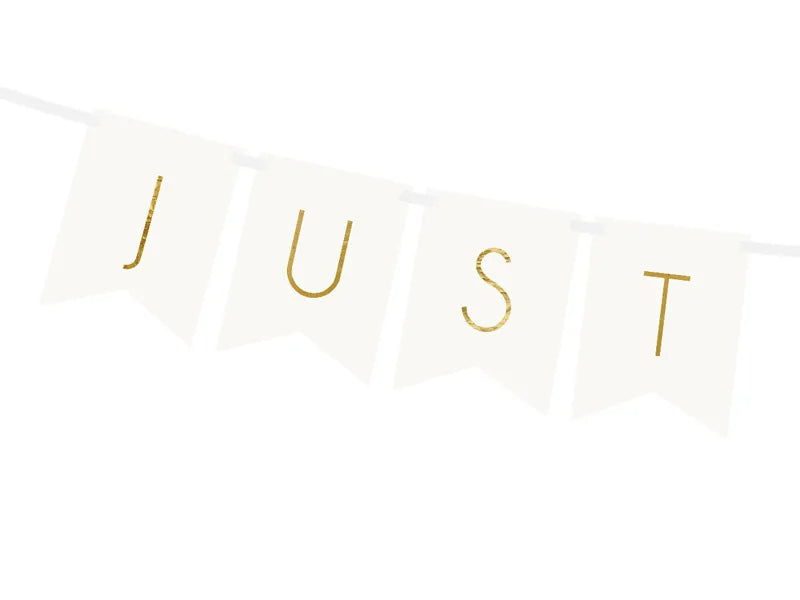Paper Banner Just Married, white, 15 x 155 cm