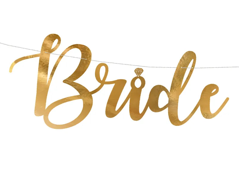 Bandeira de papel Bride to be, dourada, 80 x 19 cm