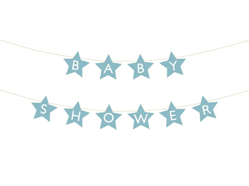 Banderín de papel Baby shower, azul claro, 290 x 16,5 cm