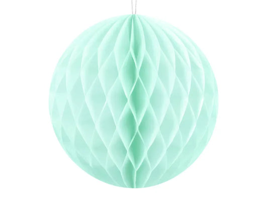 Bola de favo de mel, menta clara, papel de seda, 10 cm, 1 peça