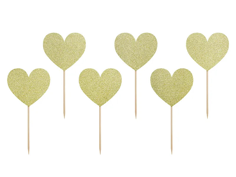 Cupcake toppers Sweet Love - Hearts, 6 pcs Partydeco