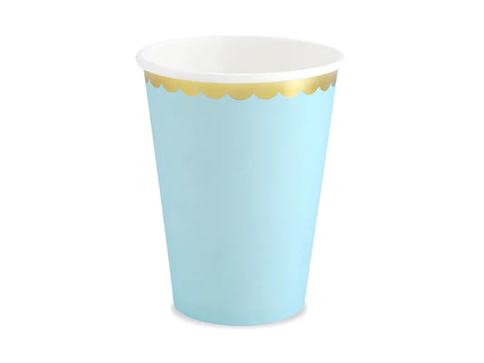 Vasos de papel, azul claro, 220 ml, 6 uds.
