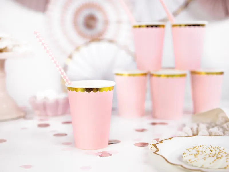 Paper cups, light pink, 220 ml, 6 pcs Partydeco