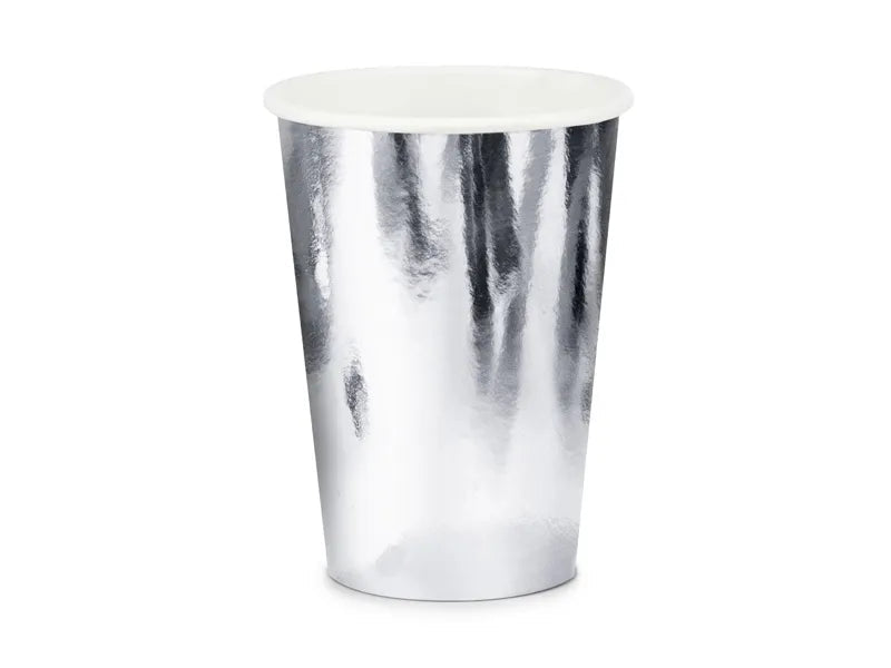 Paper cups, silver, 220ml, 6 pcs Partydeco