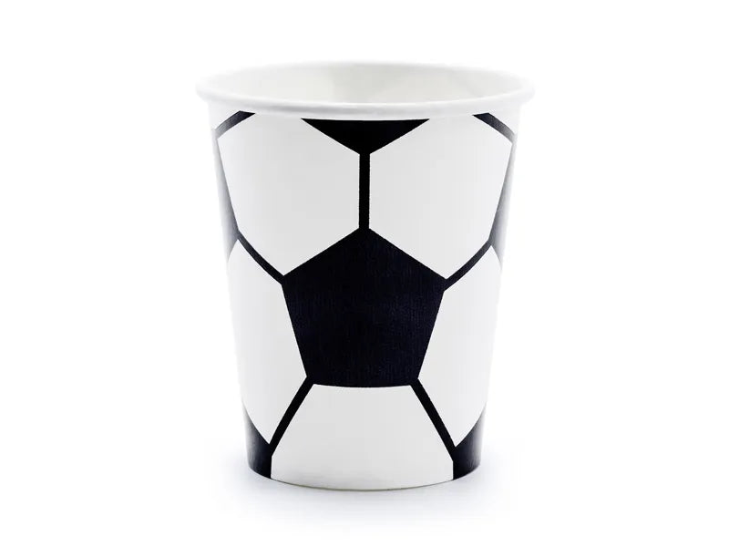 Paper cups Football, 260 ml, 6 pcs Partydeco