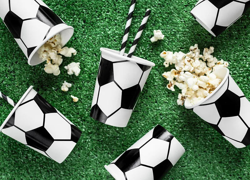 Paper cups Football, 260 ml, 6 pcs Partydeco
