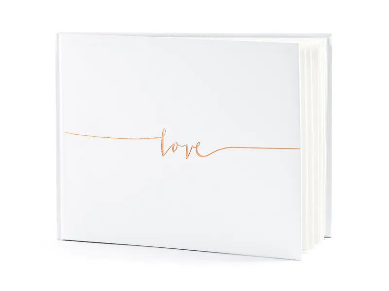 Livro de Visitas Love, branco/ouro rosa, 24x18,5 cm, 22 páginas