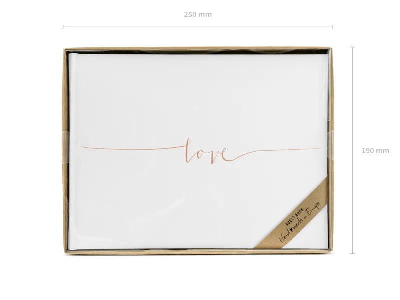 Livro de Visitas Love, branco/ouro rosa, 24x18,5 cm, 22 páginas