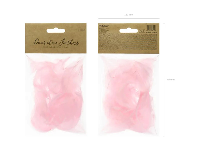 Decorative feathers, light pink, 3g Partydeco