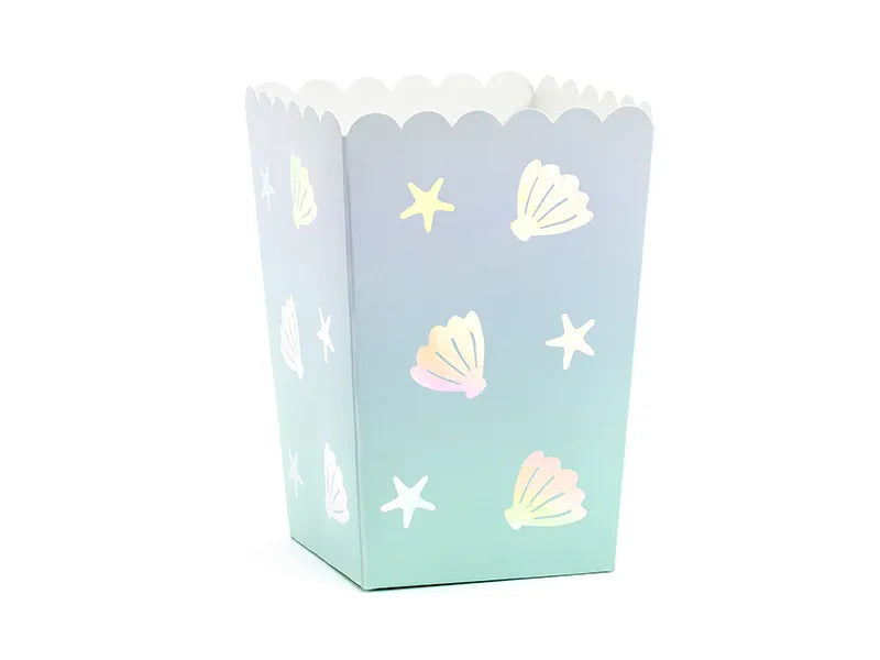 Popcorn paper boxes, Narwhal, 7 x 7 x 12.5 cm, 6 pcs Partydeco