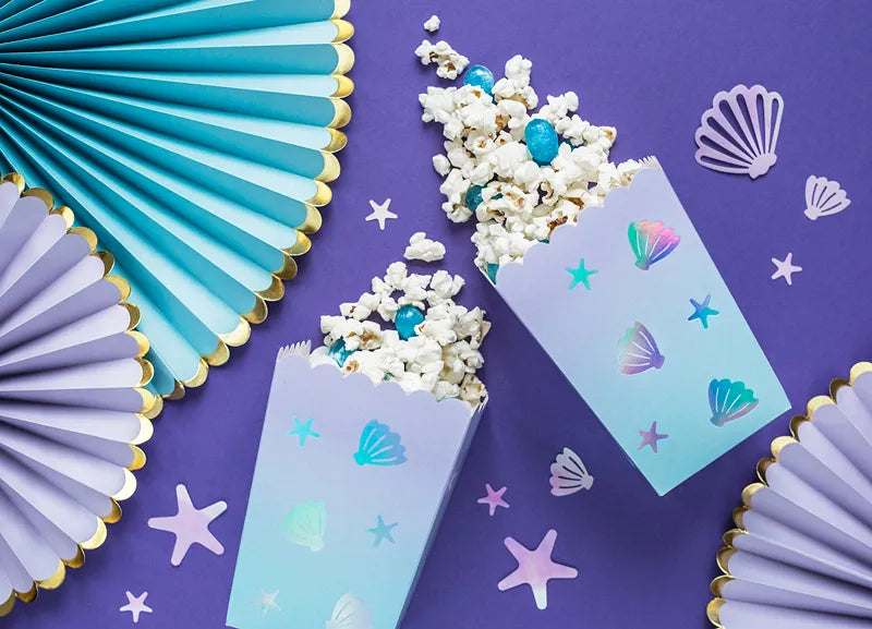 Popcorn paper boxes, Narwhal, 7 x 7 x 12.5 cm, 6 pcs Partydeco