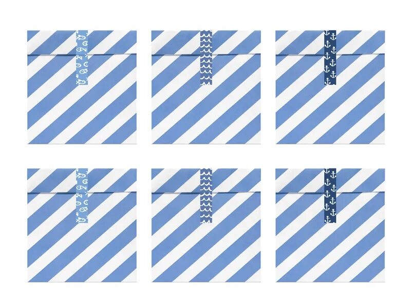 Candy paper bags Ahoy, 13x14 cm, 6 pcs Partydeco