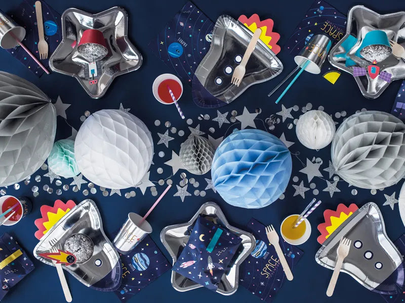 Pratos de papel Festa Espacial - Foguete, 21,5x29,5cm, 6 unidades