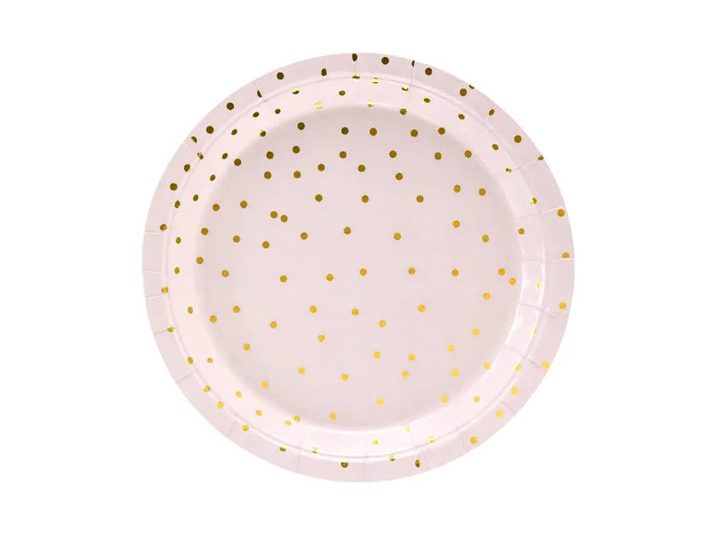 Paper plates Polka Dots, light pink, 18cm, 6 pcs Partydeco