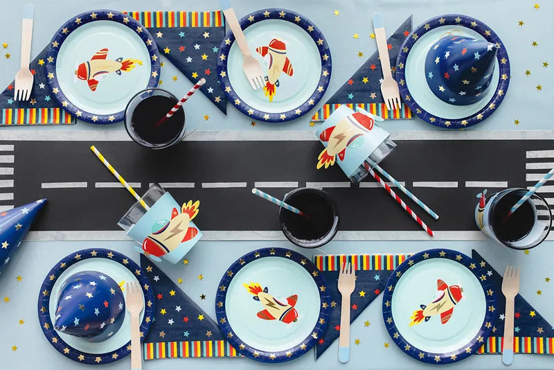 Paper plates Airplane, 18x18 cm, 6 pcs Partydeco