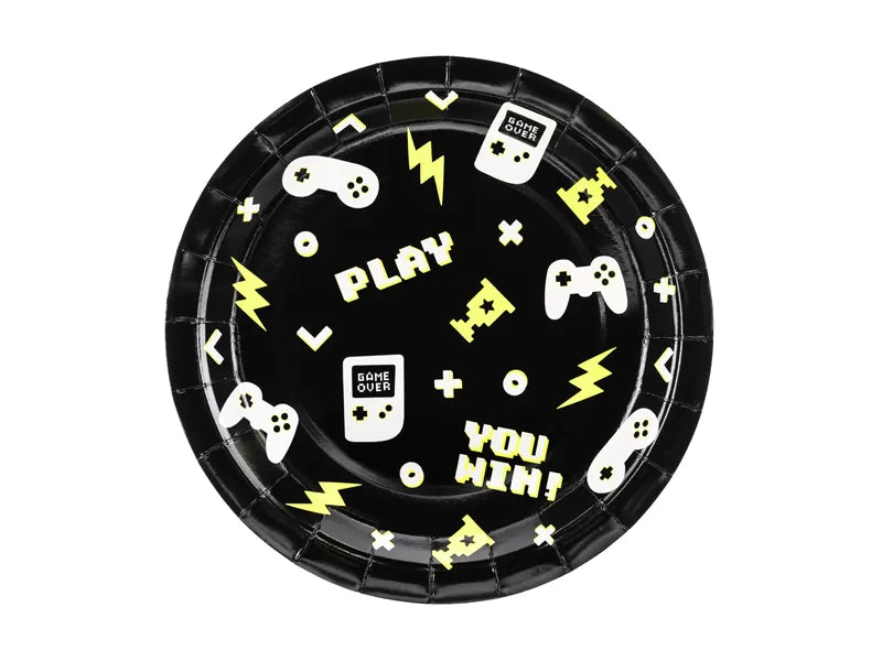 Paper plates Gamepads, 23x23 cm, 6 pcs Partydeco