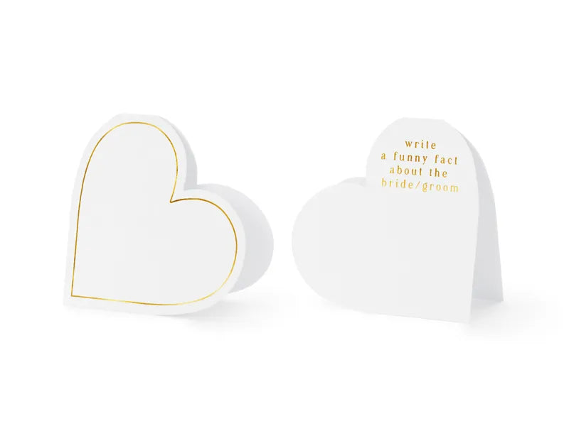 Place cards Hearts, 15.7x22 cm, white, 10 pcs Partydeco