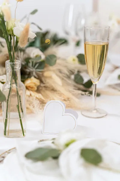 Place cards Hearts, 15.7x22 cm, white, 10 pcs Partydeco