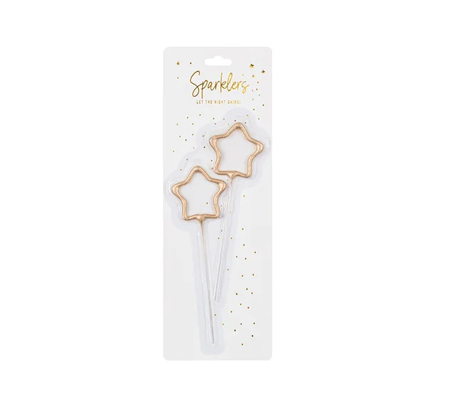 Sparklers Stars, gold, 16.5 cm, 2 pcs Partydeco