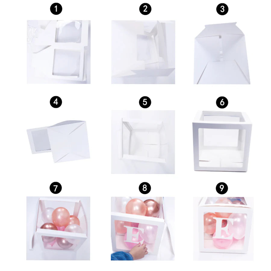 Conjunto de caixas rosa 30cm para balões com letras BABY 4 peças