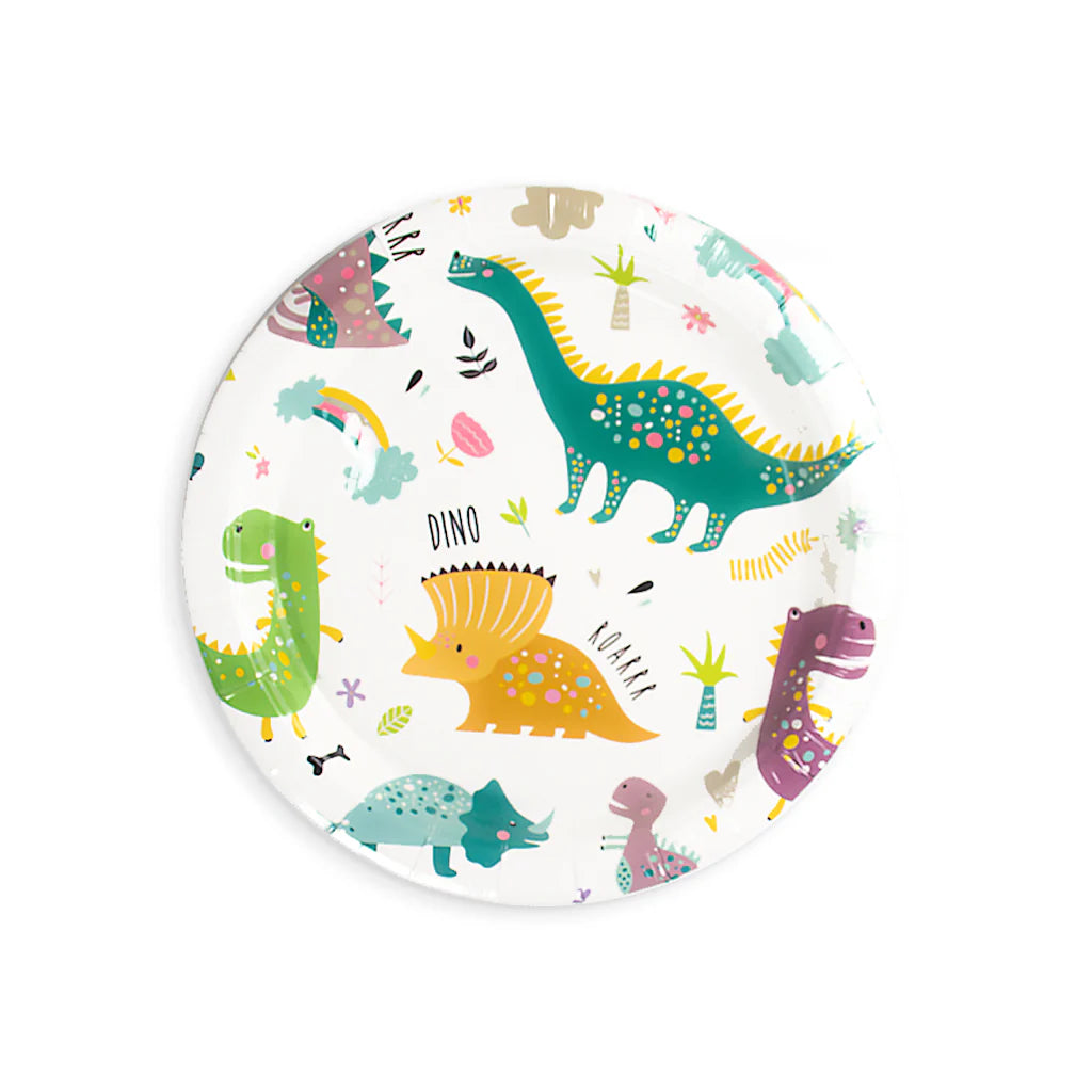 Pratos de papel Dinossauros, 18 cm, 6 unidades