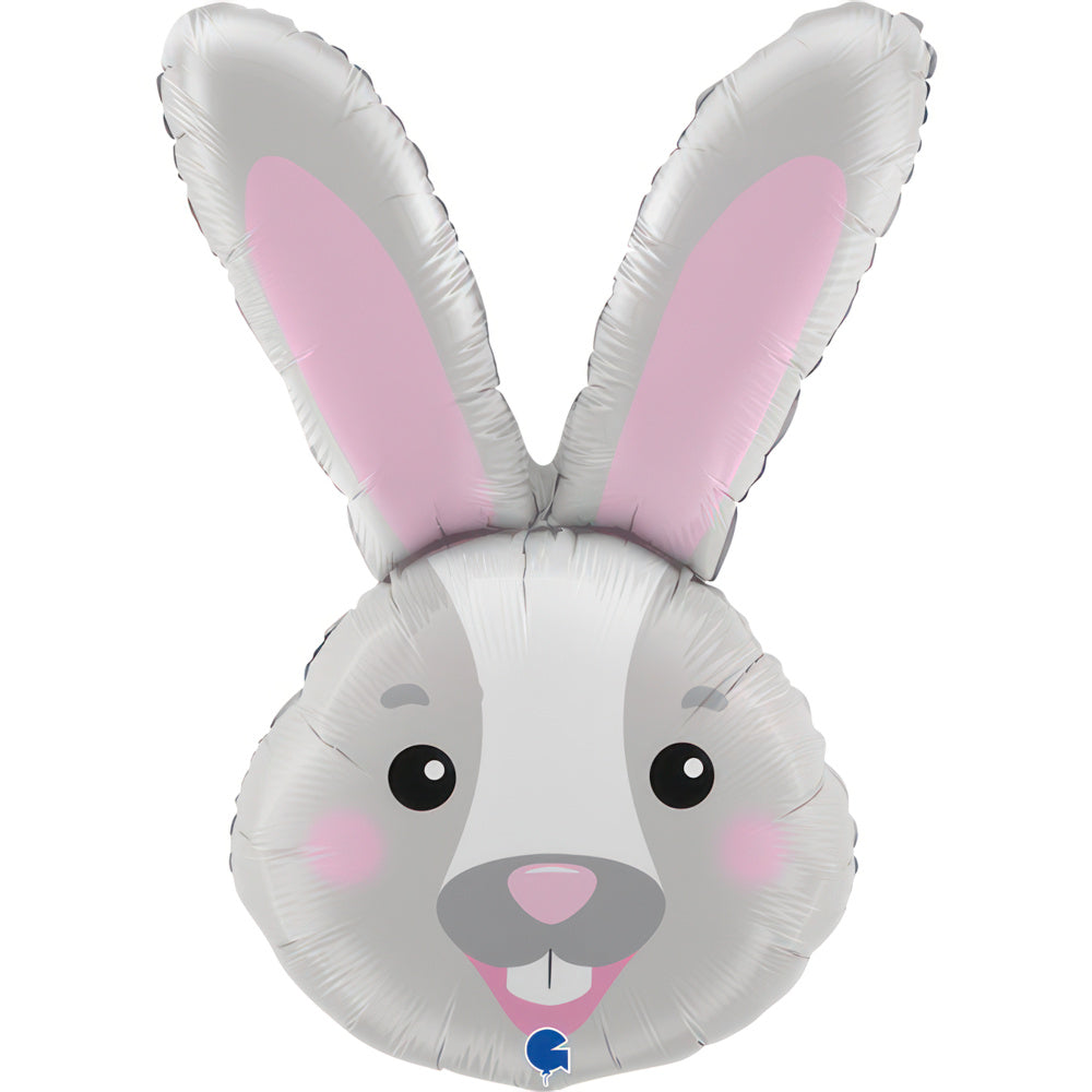 Foil Balloon Bunny Head, 94 cm. Inflate with air or helium, perfect for festive celebrations.