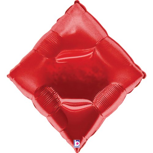 Red foil balloon in a diamond shape, perfect for casino-themed parties, measuring 69 cm.