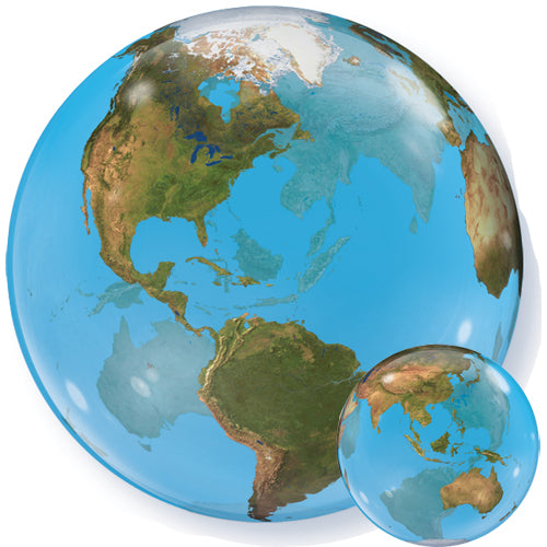 Foil Balloon Planet Earth, Bubble Bobo, 56 cm, ideal for parties and events, inflates with air or helium, colorful design.