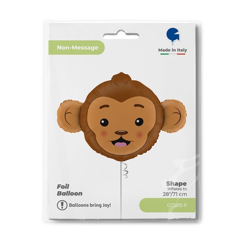 Foil Balloon Monkey Head, 36" / 91 cm Grabo